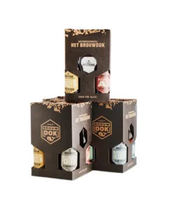 Het Brouwdok geschenkverpakking 4 flesjes met glas